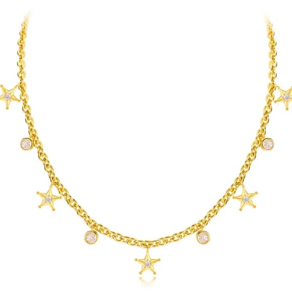 Copper Cable Chain Plating Star Shape Pendant - Picture 3 of 3